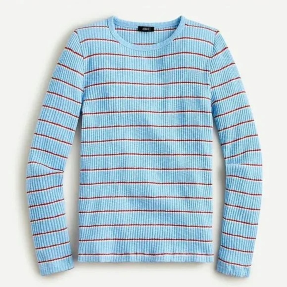 J Crew Striped Slim Perfect Ribbed Sweater Top